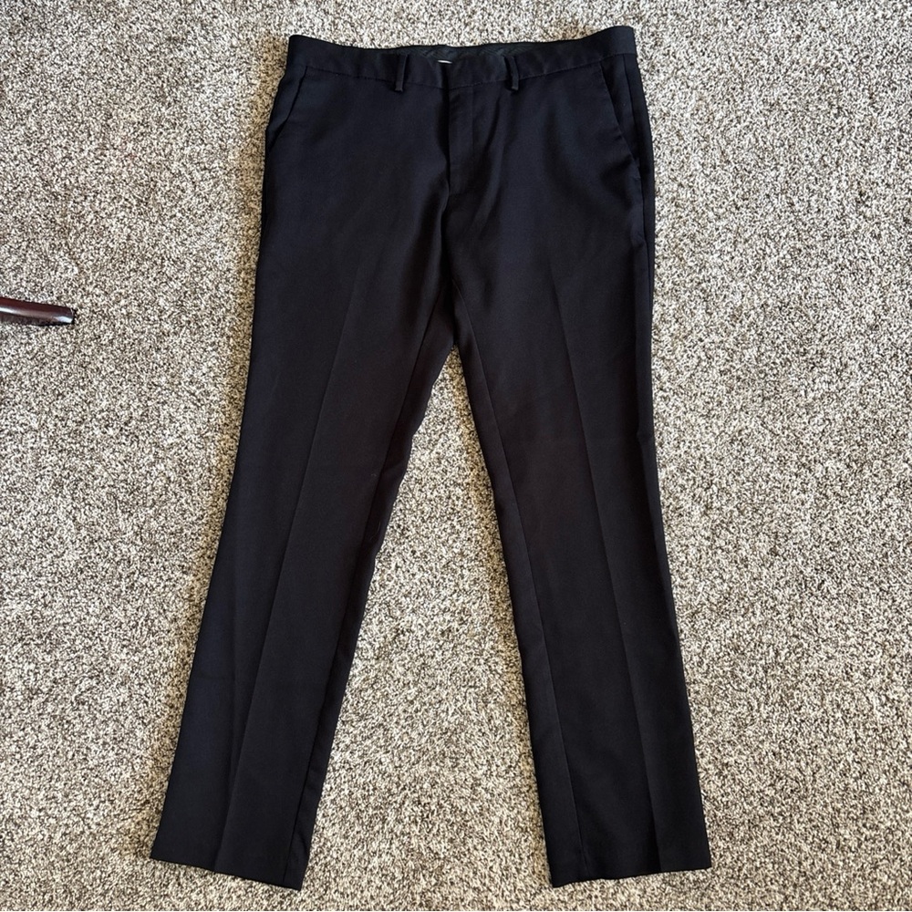 Louis Raphael Men’s Skinny Fit Dress Pants Black 36x32 Business Slacks Trousers